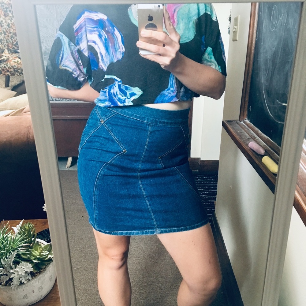 Vintage Weathered Blues Guess Levi’s denim skirt